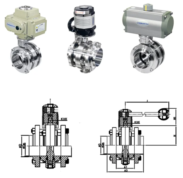 donjoy-food-grade-stainless-steel-clamped-type-electric-butterfly-valve-picture-4