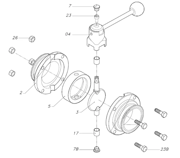 donjoy-manual-single-nut-single-thread-butterfly-valve-with-pull-handle-picture-2