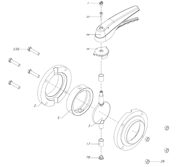 donjoy-sanitary-butterfly-valve-three-position-pulls-handle-for-pharmacy-picture-4