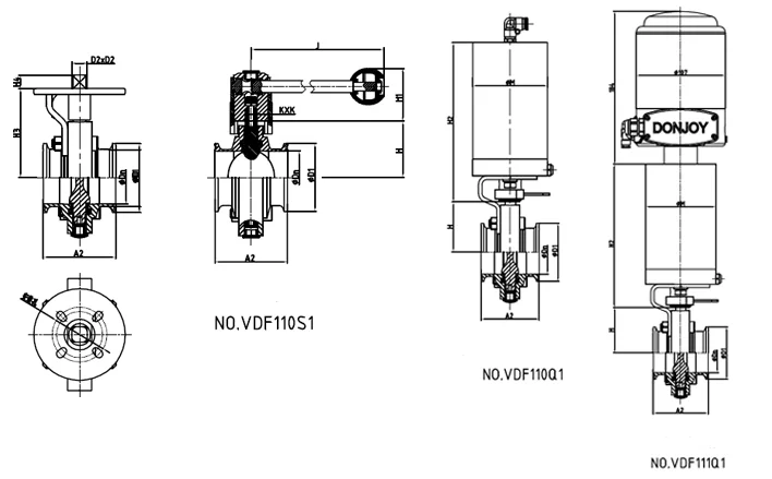 donjoy-sanitary-clamp-pneumatic-butterfly-valve-with-positioner-for-beer-picture-6
