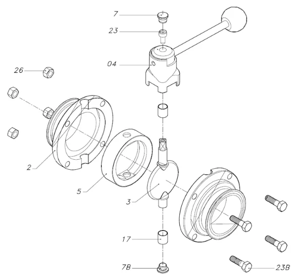 donjoy-sanitary-stainless-steel-clamped-manual-butterfly-valve-picture-4